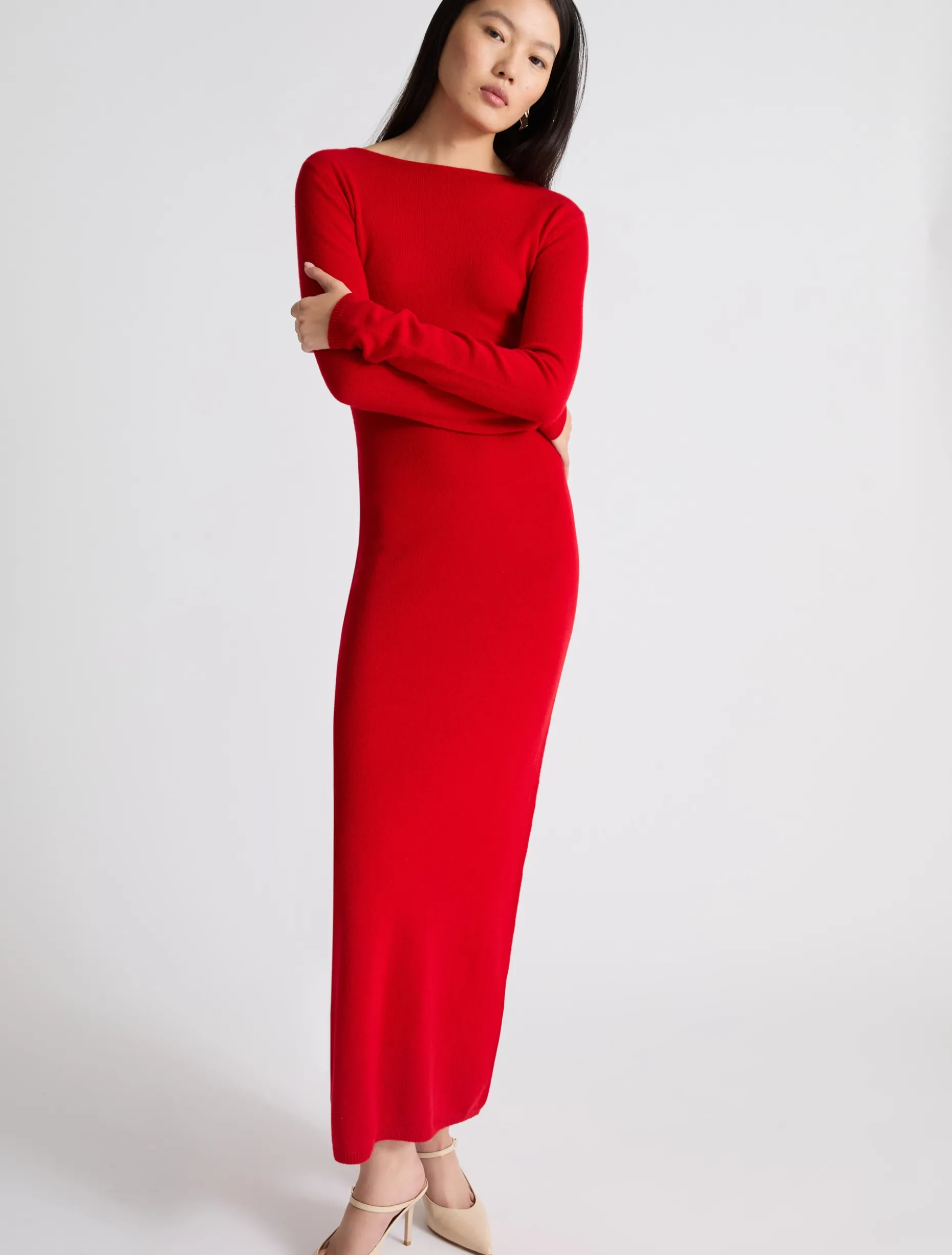 Abito aderente in cashmere - ROSSO