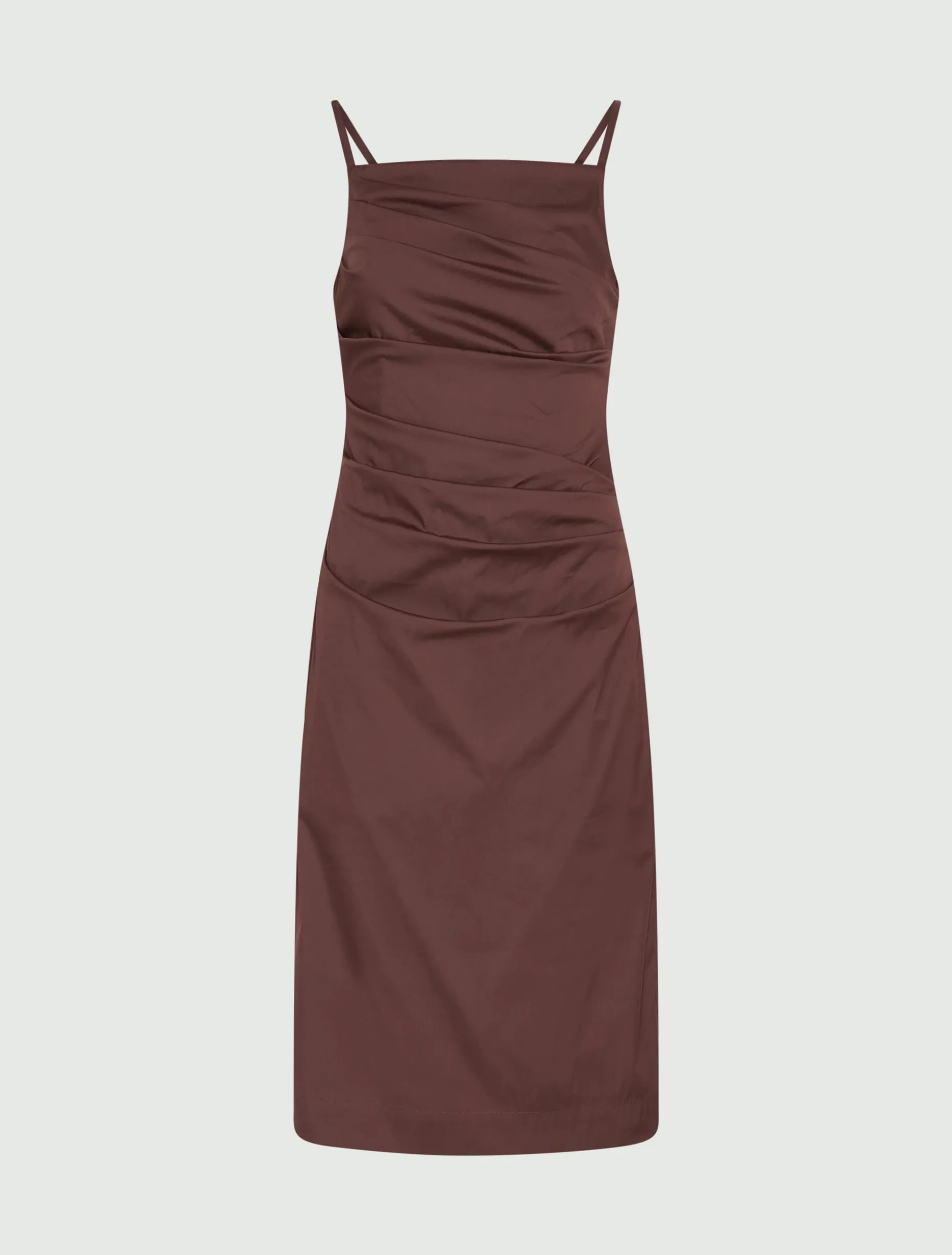 Abito a tubino in popeline stretch - MARRONE