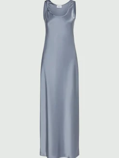 Abito con spalline in satin - AZZURRO