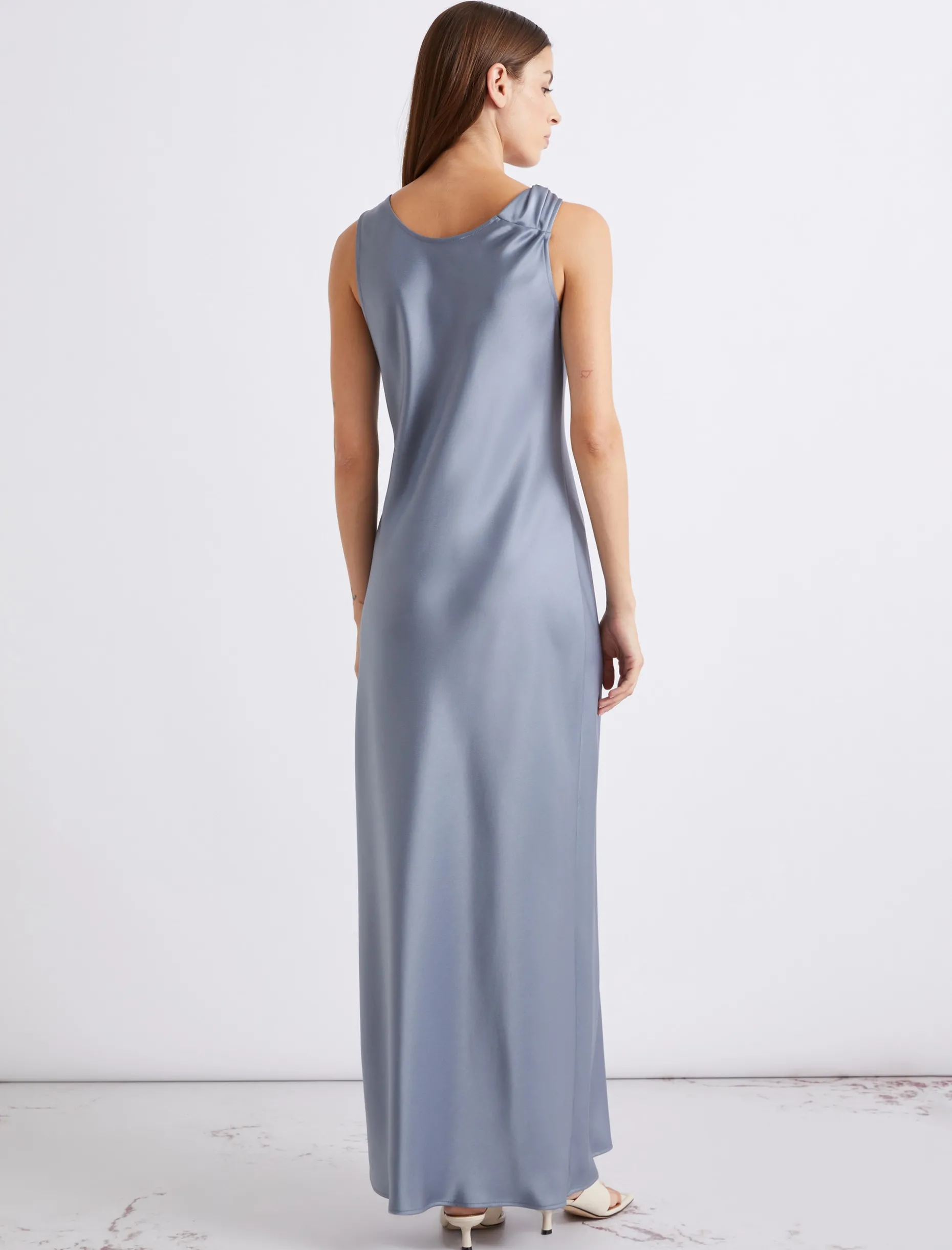 Abito con spalline in satin - AZZURRO