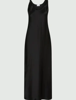Abito con spalline in satin - NERO