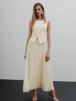 Abito doppio materiale - BIANCO LANA
