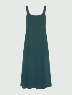 Abito fit and flare in georgette - BLU PAVONE