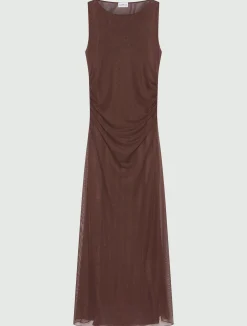 Abito in tulle foderato - MARRONE
