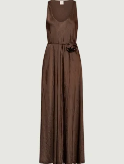 Abito in twill crinckle - MARRONE