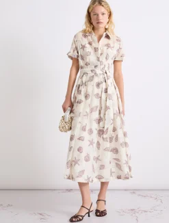 Abito in voile di cotone e seta - BIANCO LANA