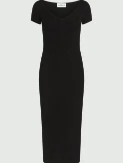 Abito longuette in maglia di viscosa - NERO