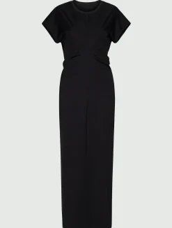 Abito midi in jersey - NERO