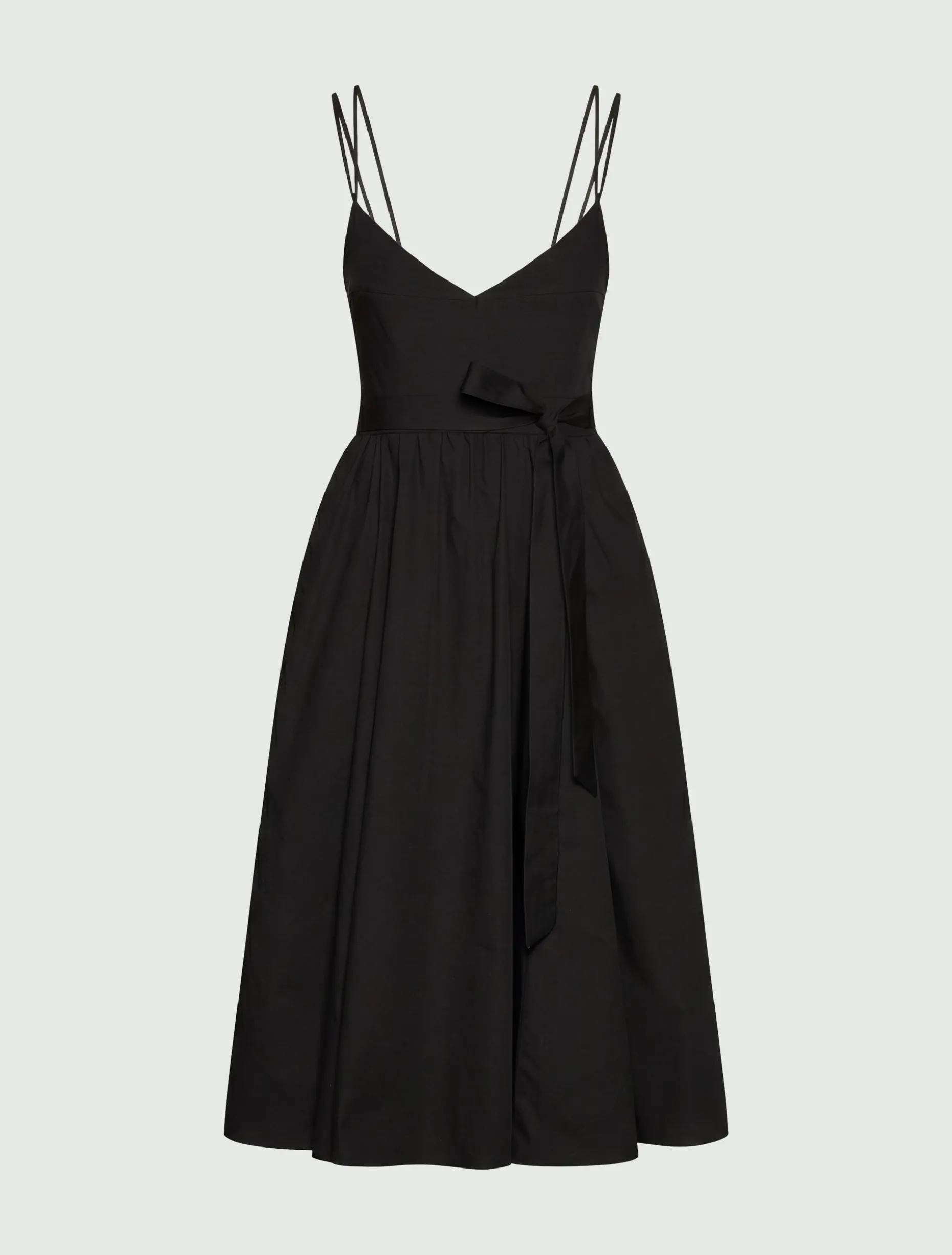 Abito midi in popeline - Nero