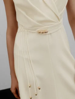 Abito smanicato in envers satin - BIANCO LANA