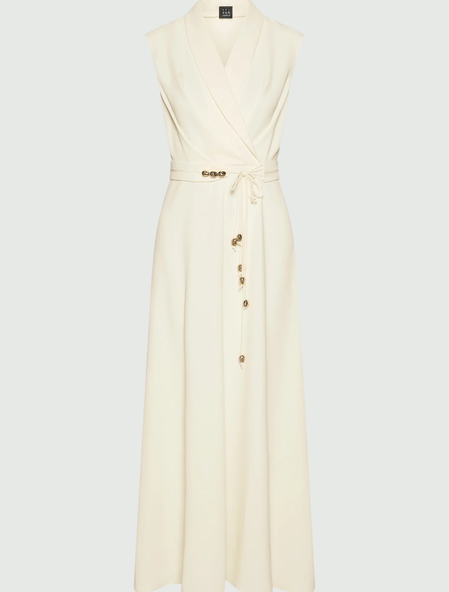Abito smanicato in envers satin - BIANCO LANA