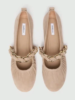 Ballerina in pelle scamosciata con catena - NUDO
