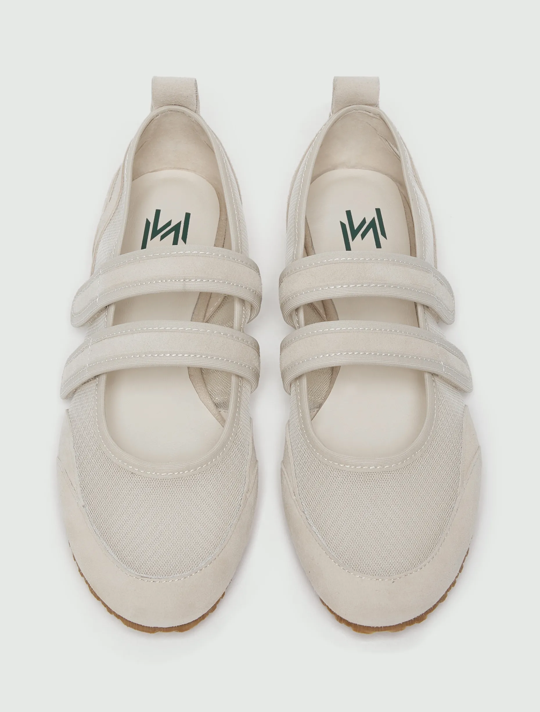 Ballerina in rete e suede - BIANCO SPORCO