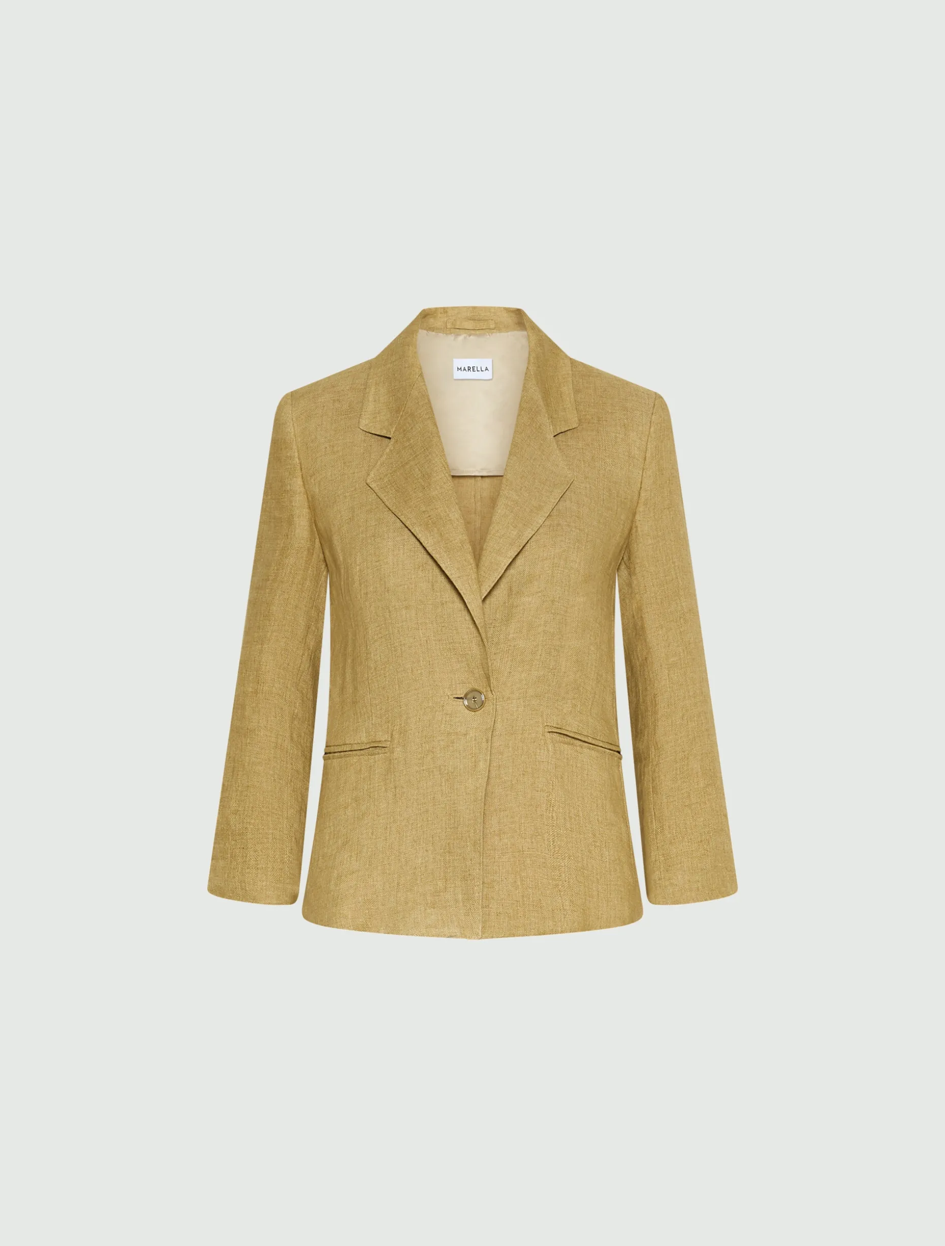 Blazer aderente in lino delavé - KAKI