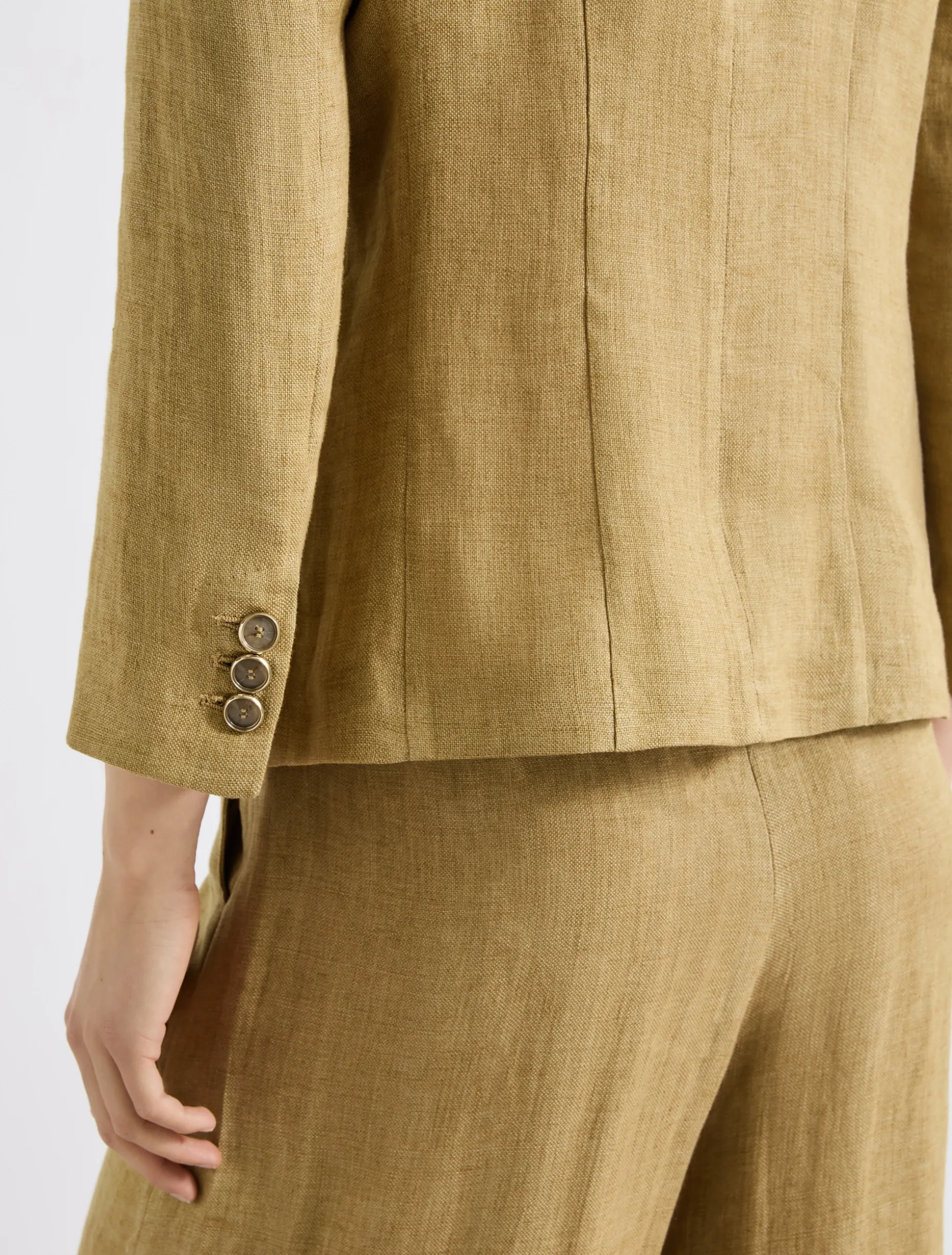 Blazer aderente in lino delavé - KAKI