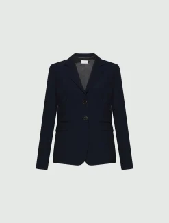 Blazer aderente in tela stretch - BLU NOTTE