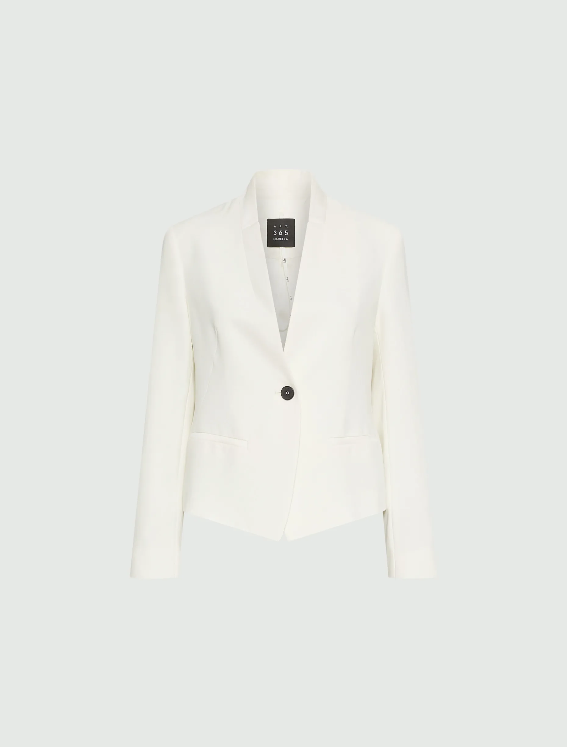 Blazer corto in envers satin - BIANCO LANA