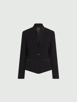 Blazer corto in envers satin - NERO