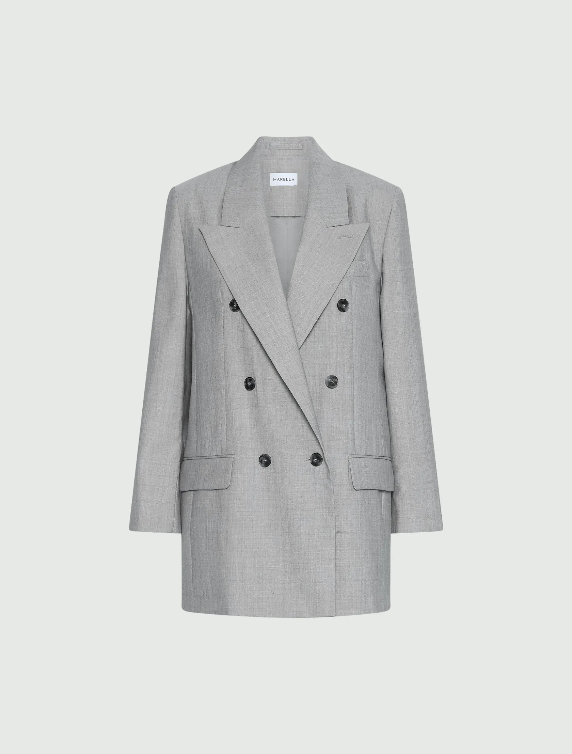 Blazer doppiopetto in grisaglia di lana e seta - GRIGIO