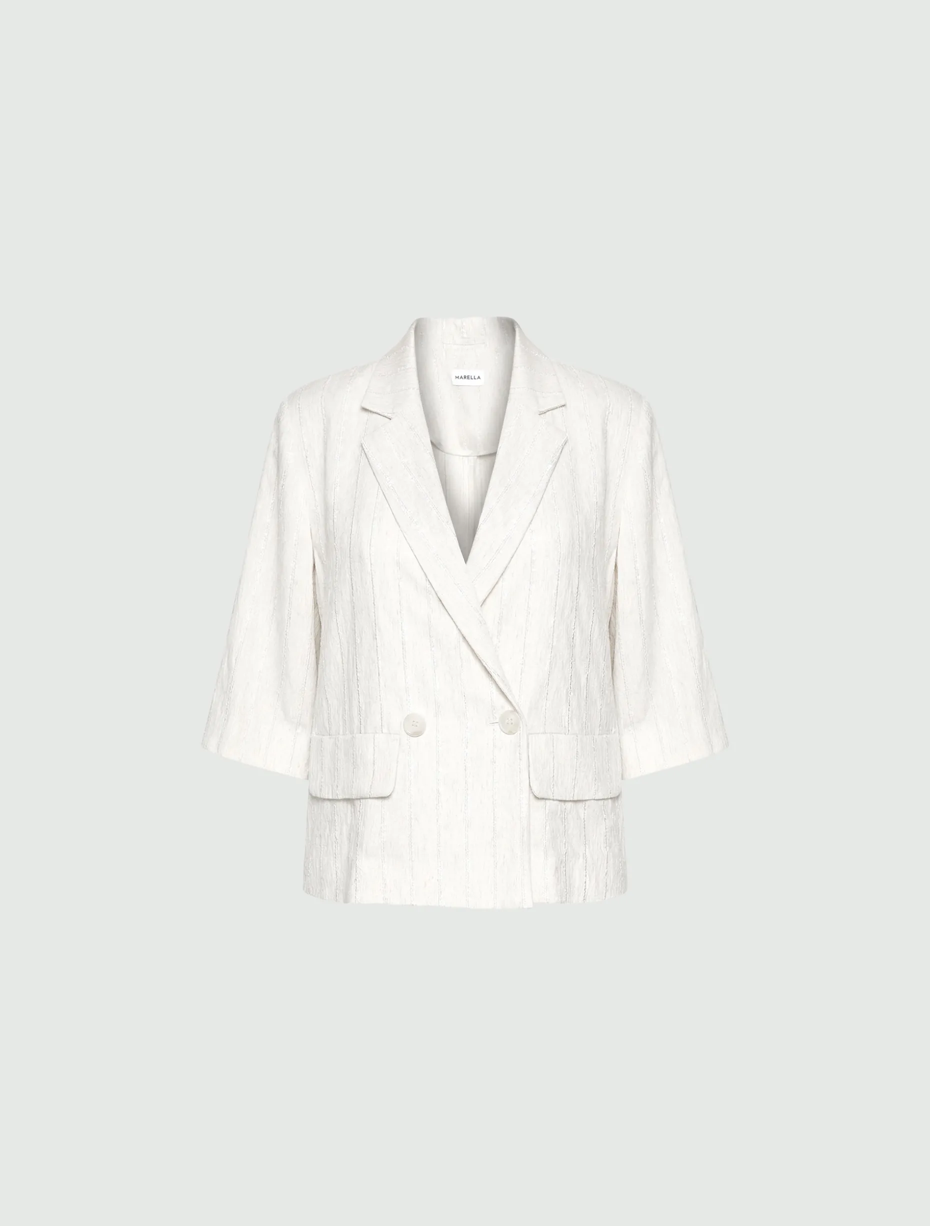 Blazer doppiopetto in lino e viscosa - SABBIA