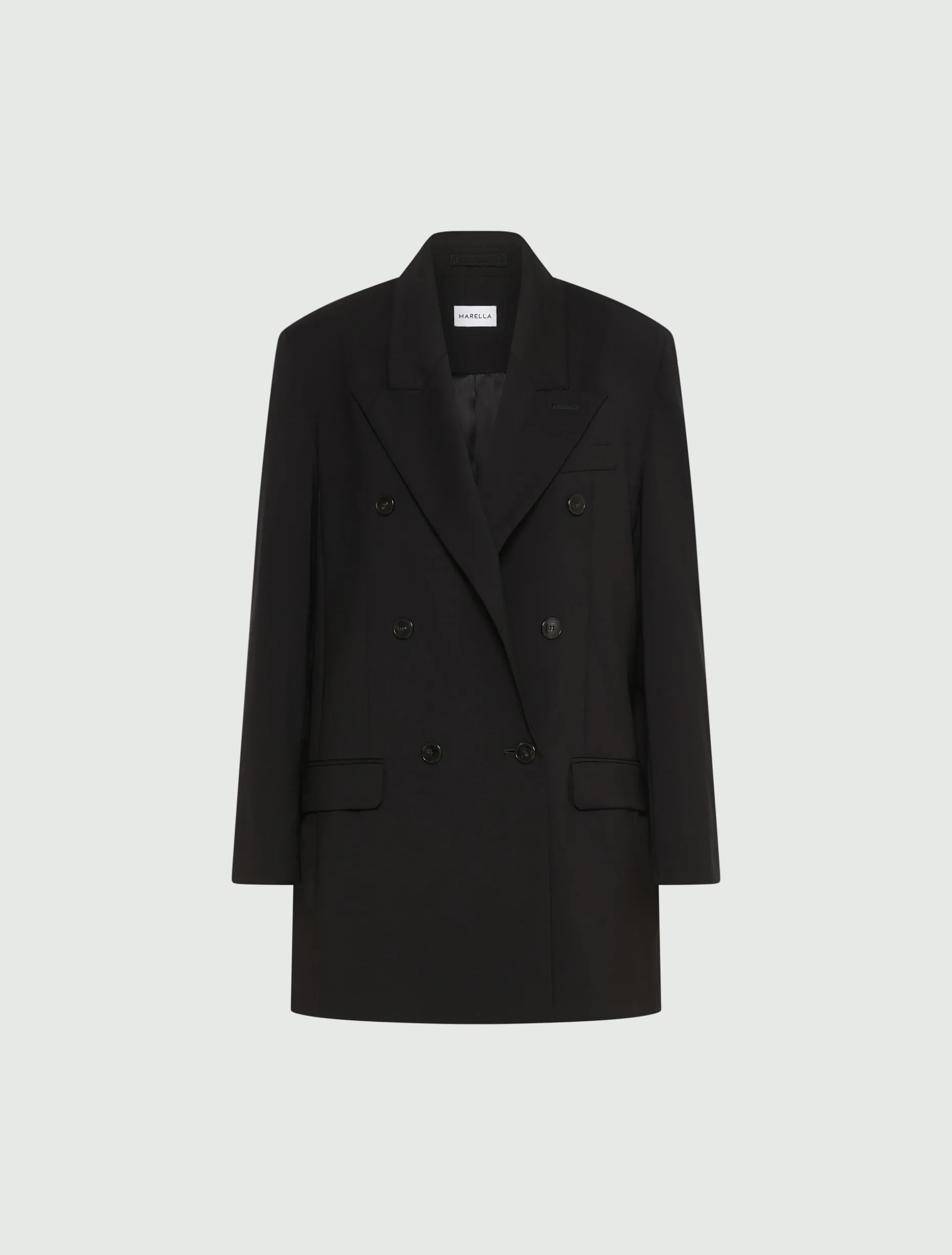 Blazer doppiopetto in pura lana - NERO