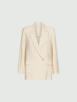 Blazer doppiopetto in tela - PANNA