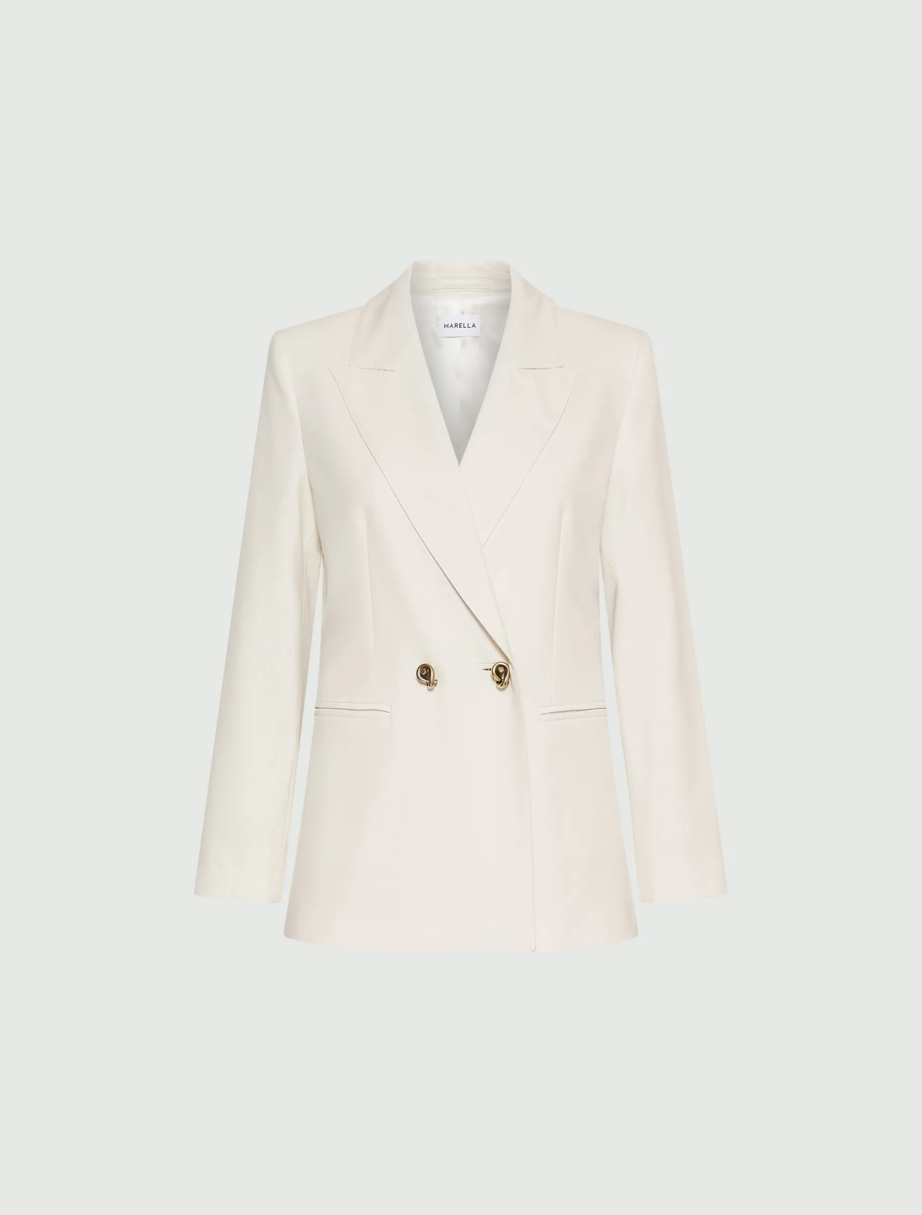 Blazer doppiopetto in tela stretch - BIANCO