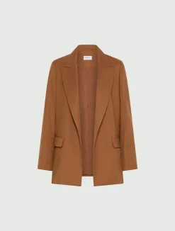Blazer dritto in gabardina - TABACCO