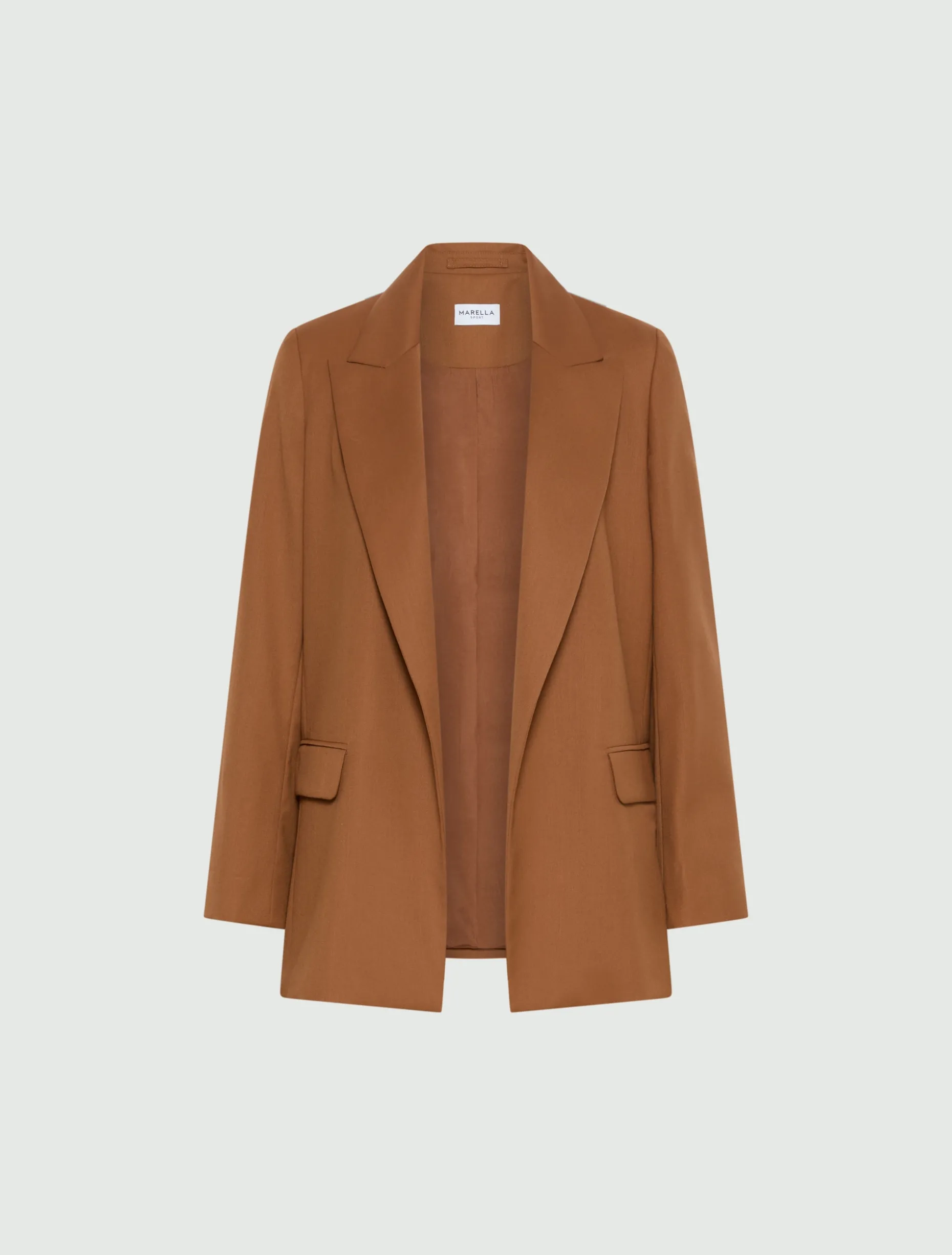 Blazer dritto in gabardina - TABACCO