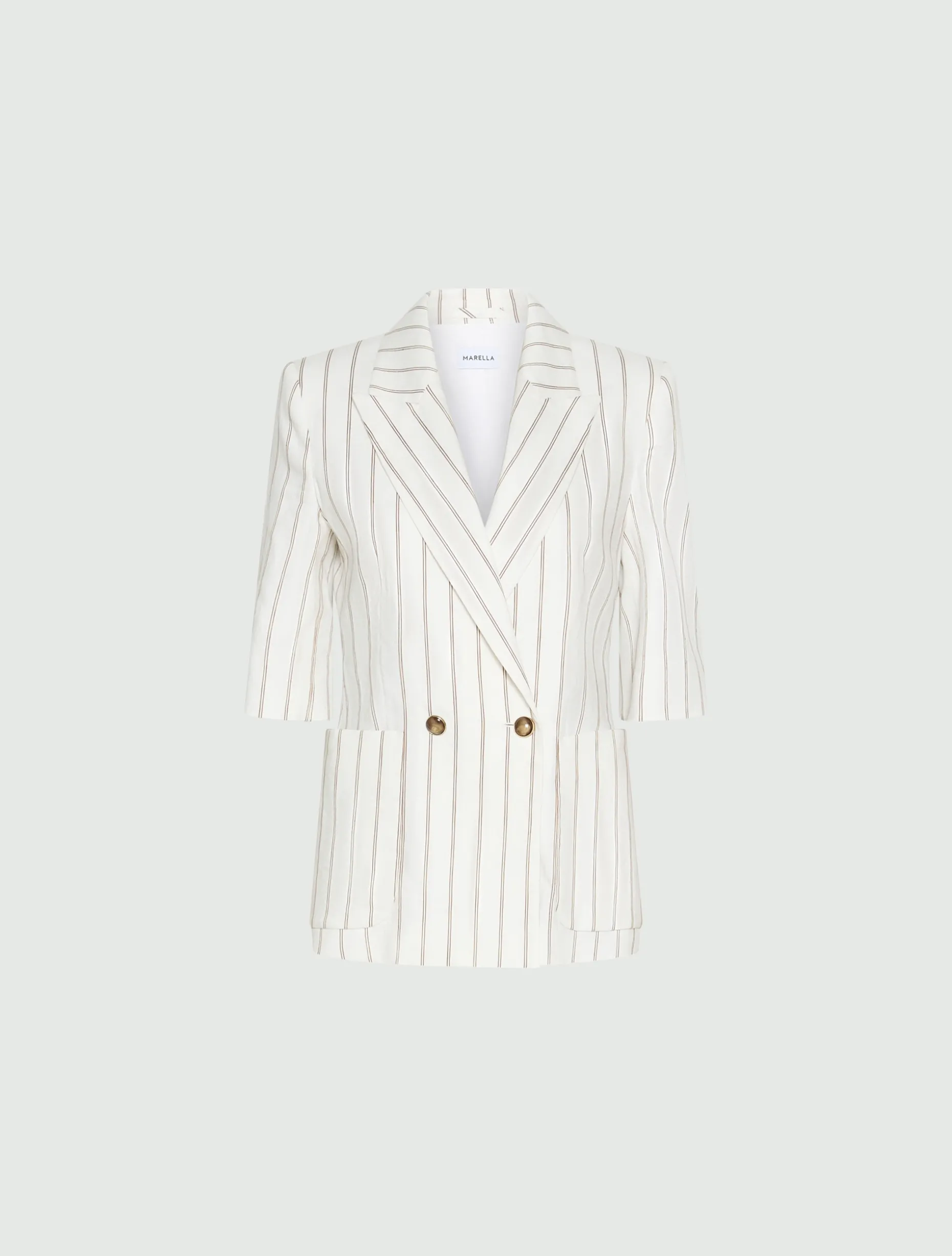 Blazer dritto in lino - BIANCO