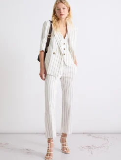 Blazer dritto in lino - BIANCO