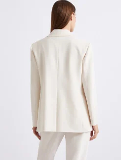 Blazer dritto in tela stretch - BIANCO