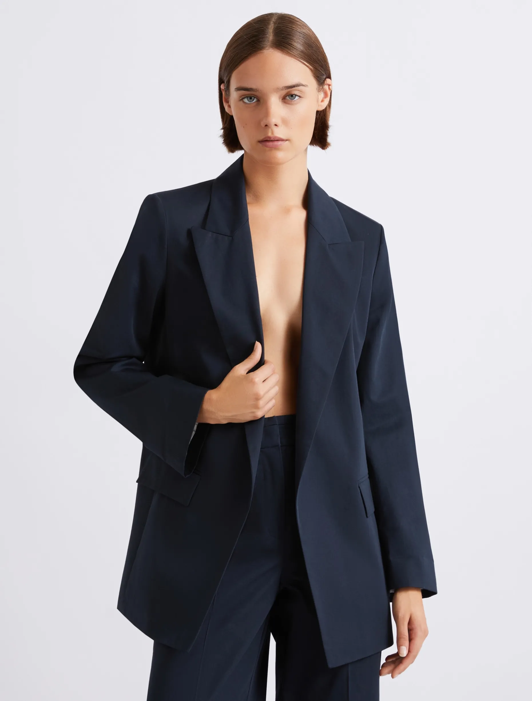 Blazer in gabardina di puro cotone - BLU