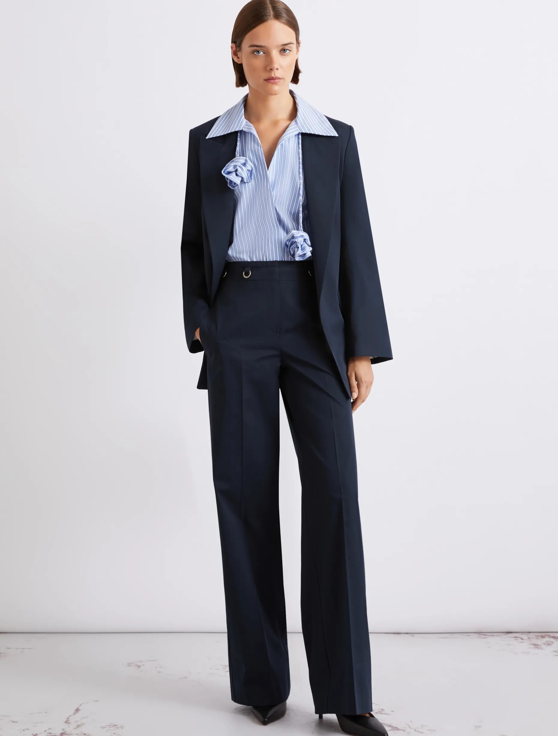 Blazer in gabardina di puro cotone - BLU