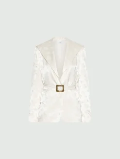 Blazer in jacquard di viscosa - BIANCO LANA