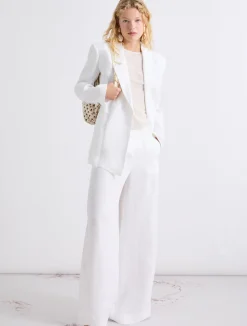 Blazer in lino delavé - BIANCO OTTICO