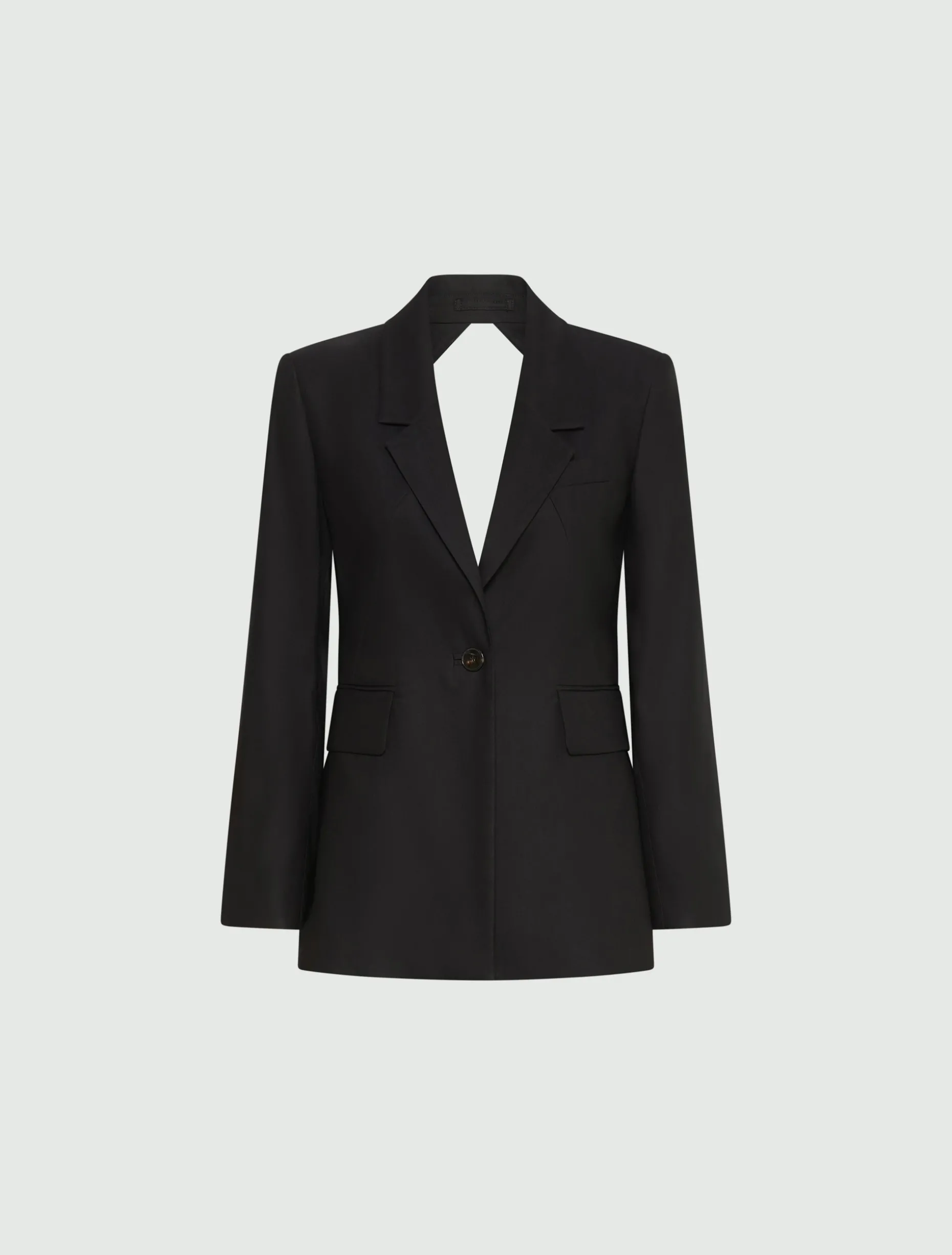 Blazer in misto viscosa stretch con oblò - NERO