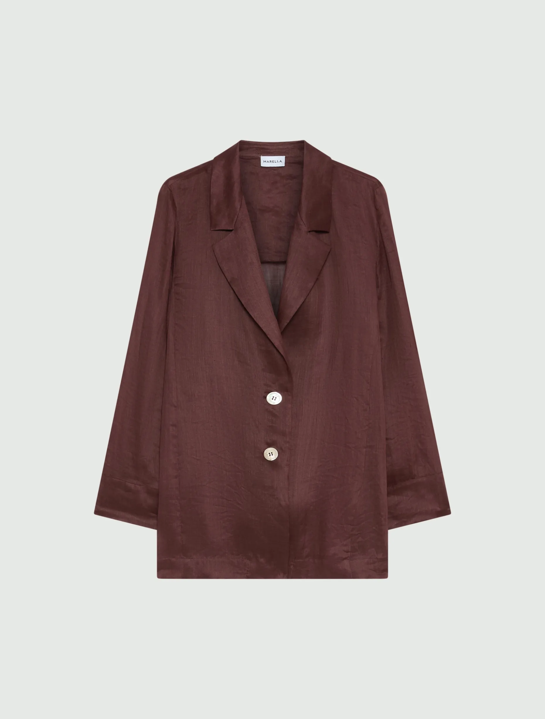 Blazer in ramie - MARRONE