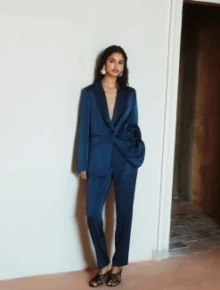 Blazer in satin - BLU