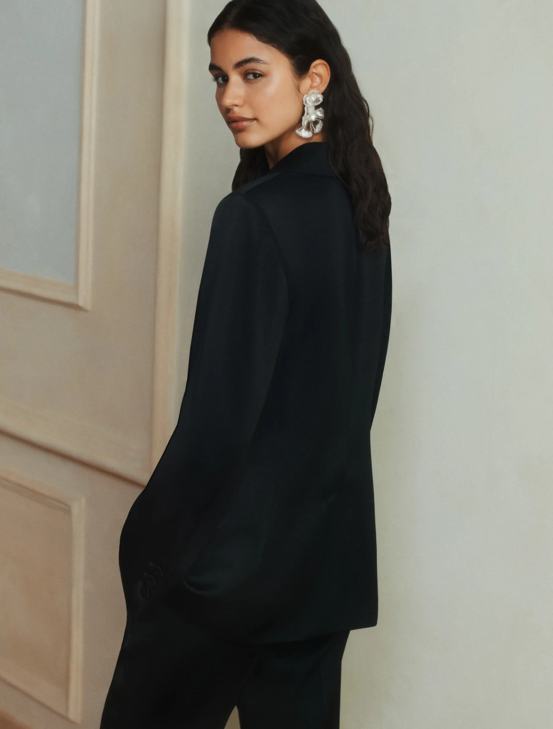 Blazer in satin - NERO