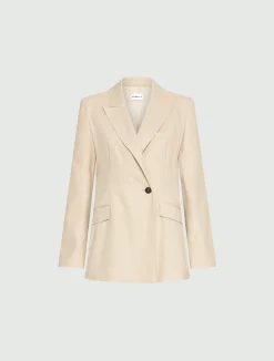 Blazer in twill di misto viscosa stretch - BEIGE