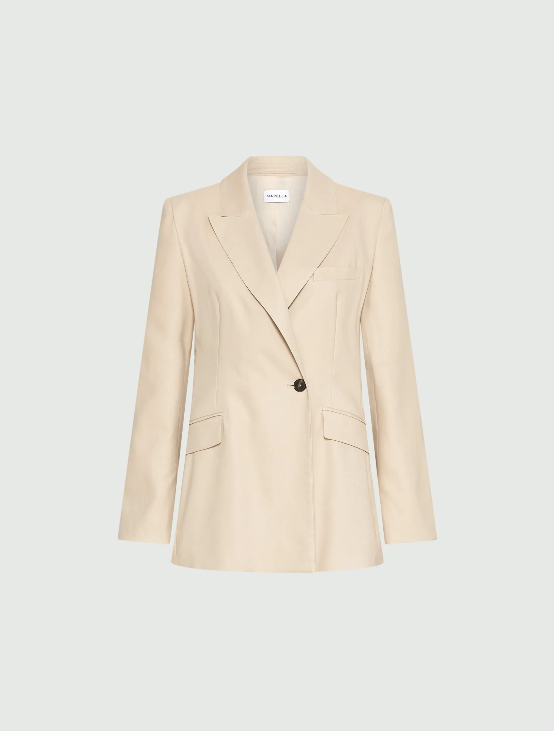 Blazer in twill di misto viscosa stretch - BEIGE