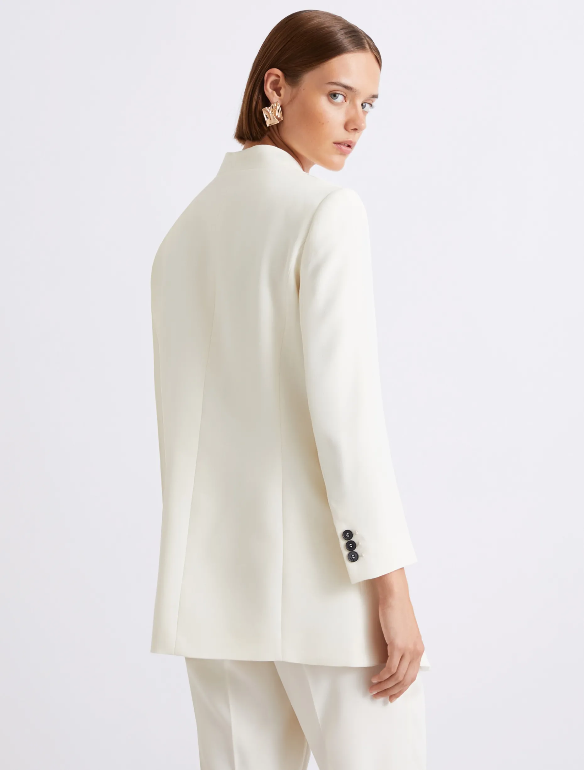 Blazer lungo in envers satin - BIANCO LANA