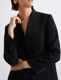 Blazer lungo in envers satin - NERO