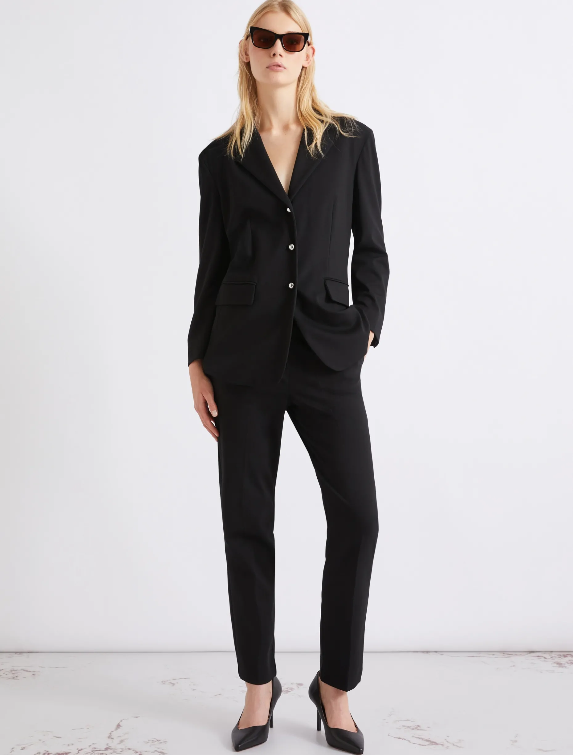 Blazer monopetto in jersey stretch - NERO