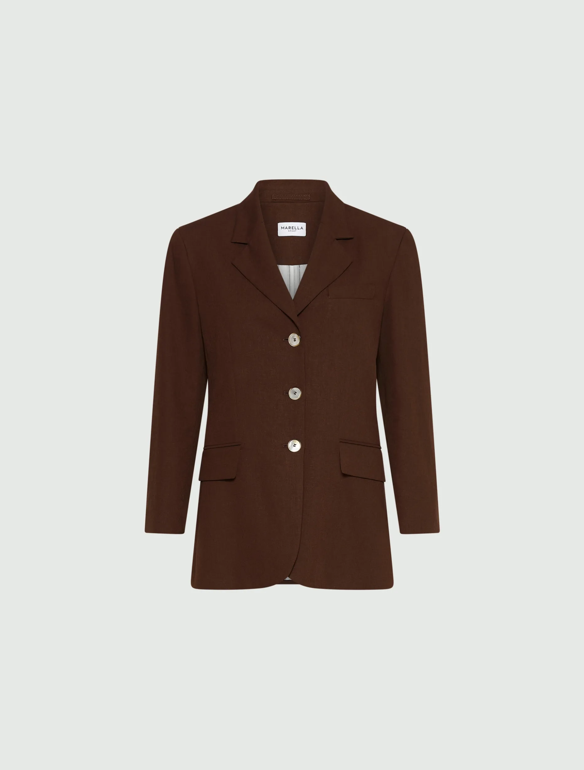 Blazer monopetto in misto lino - MARRONE