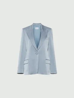 Blazer monopetto in satin - AZZURRO POLVERE