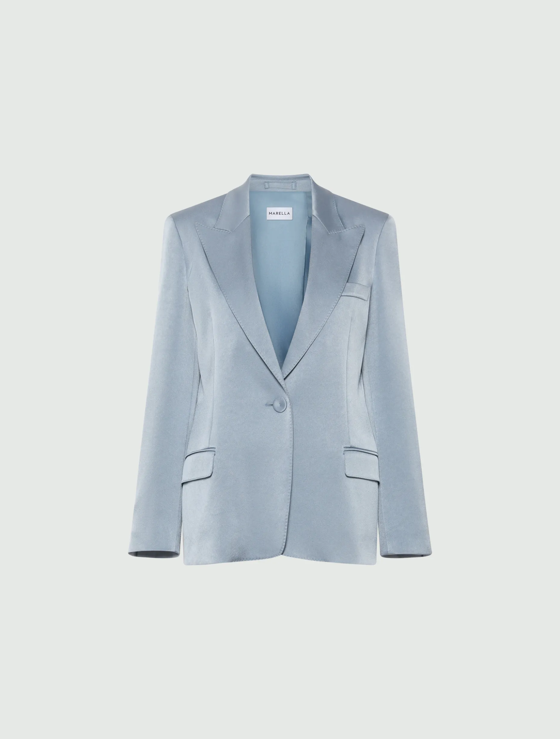 Blazer monopetto in satin - AZZURRO POLVERE