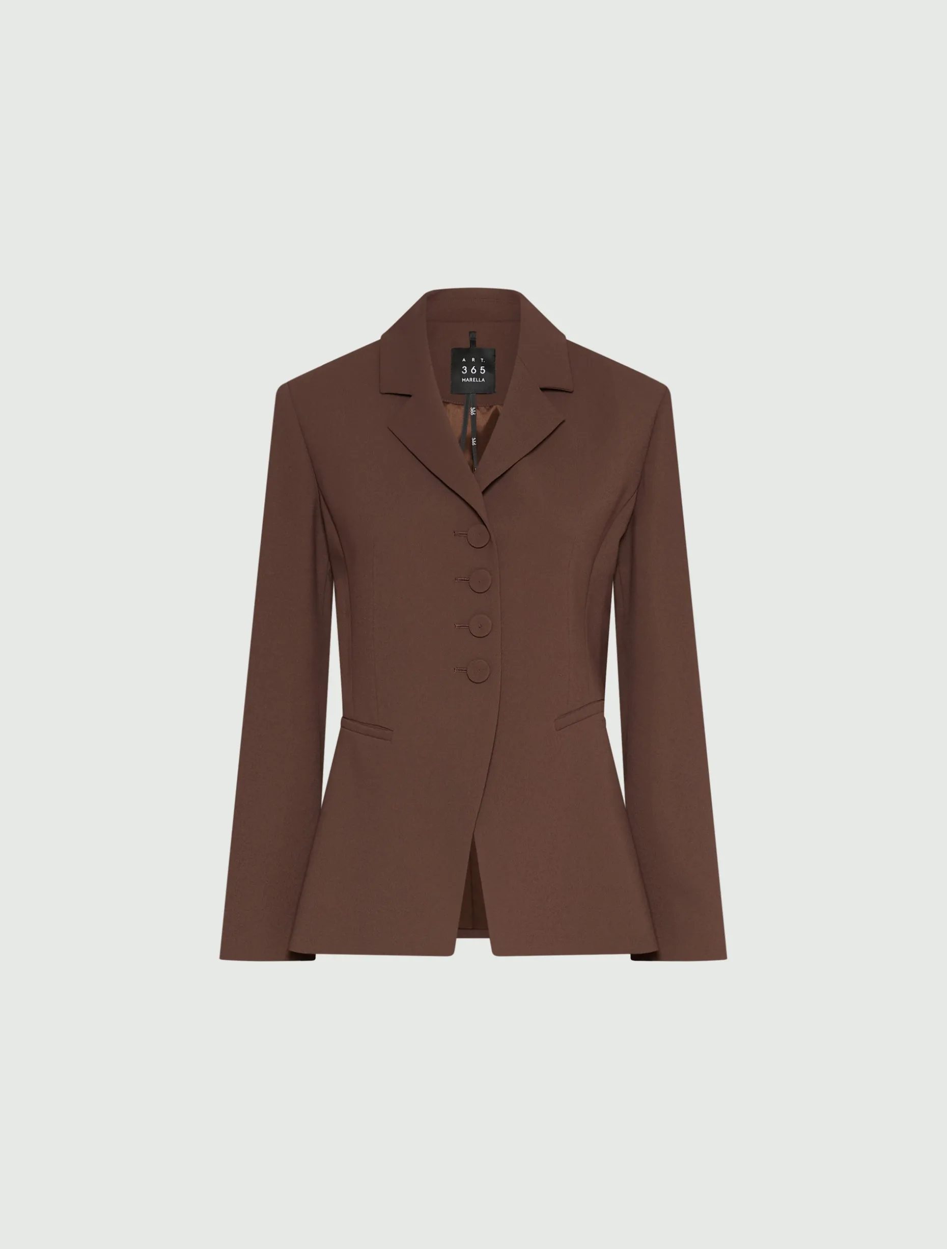 Blazer semi aderente in envers satin - MARRONE
