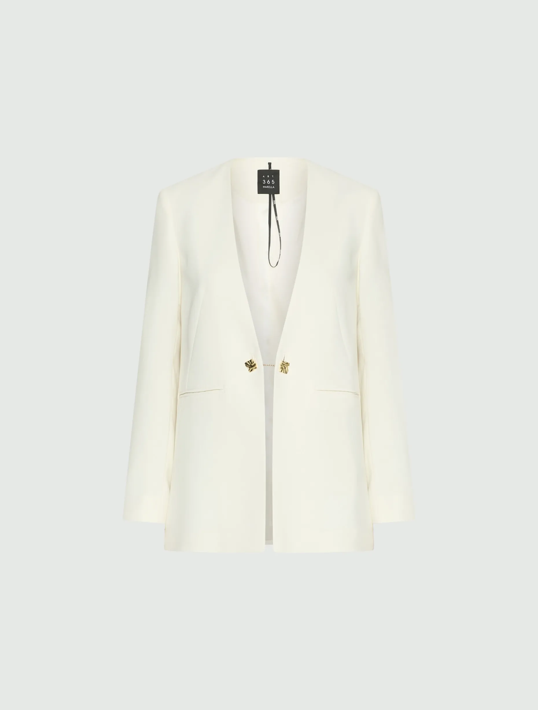 Blazer senza collo in envers satin - BIANCO LANA
